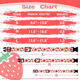 PREHAI Cute Cotton Dog Collar for Small Medium Large Dogs Special Design Cute Pink Strawberry Dog Collar for Girl Female Dogs Soft Adjustable Strawberry Puppy Collars for Girl Female Dogs Pet Collar