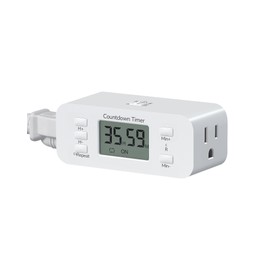 DEWENWILS 36 Hours Countdown Timer Outlet, Timers for Electrical Outlets Indoor, Large Screen & Repeat Function, Grounded Outlet, Auto Shut Off for Fan, Lights, Charger, 15A/1000W, 1 Pack, UL Listed