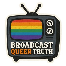 Pride Retro TV Rainbow Static Media Disruption Aesthetic Sticker (3" x 3.25")