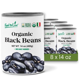 Food to Live Organic Canned Black Beans, 14 oz (Pack of 8) - Unsalted Non-GMO Frijoles Negro. Perfect for Salads, Soups, Stews. Vegan. Made in Italy