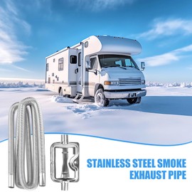 Exhaust Hose for Power Generator, 200 cm Exhaust Pipe, Auxiliary Heater, Car Stainless Steel Exhaust Pipe and Silencer, with Two Stainless Steel Clips, Exhaust Pipe Metal Hose for Air Diesel Heating