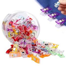 Clips de Costura Plástico de Colores para Costura 100 piezas Pinzas para Coser Acolchado Manualidades Oficina (Mezcla de colores-100PCS)