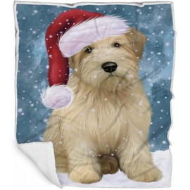 Wheaten Terrier Dog Blanket - Let it Snow - Super Soft & Warm Pet Theme for Sofa or Bed, Warm Fleece, Sherpa or Woven Material, for Dog Lovers BLNKT163421 (50x60 Sherpa)