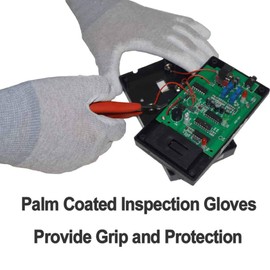 Static Care ESD Anti Static Gloves, Nylon and Conductive Carbon For Use In Electronics, Semiconductor, Factories - Palm Coated Large 1 Pair