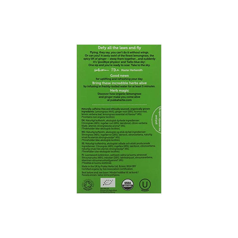 Pukka Lemongrass And Ginger Tea Bags 36g 20ea