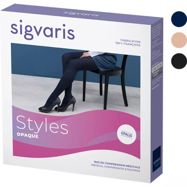 Sigvaris Styles Opaque Women's Contention Tights Class 2, Black, Normal,