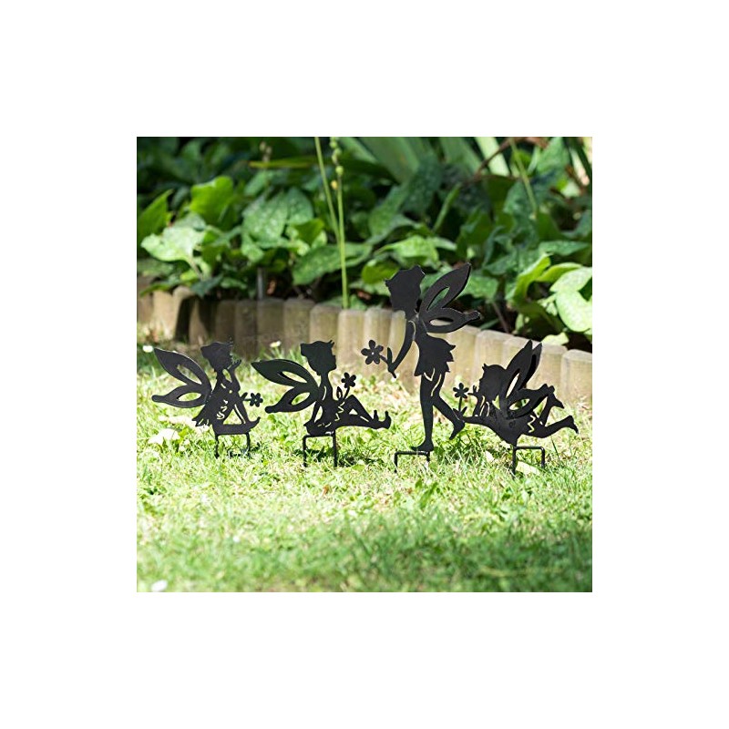 ProdBuy_Ltd Set of 4 Metal Fairy Garden Silhouette Stakes