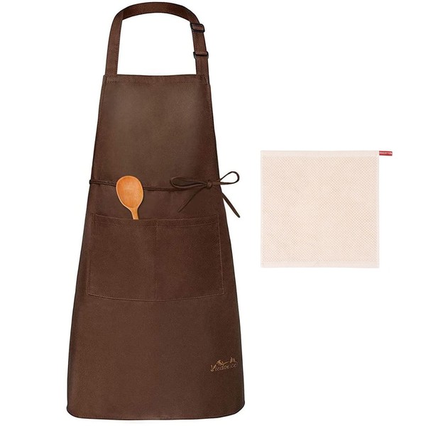 Viedouce 2-Pack of Waterproof Cooking Aprons with Pockets, Adjustable Kitchen