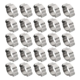 PATIKIL 30 Pack 13-15mm Double Ear Hose Clamp, 304 Stainless Steel O Clip Crimp Rings for Fuel Petrol Pipe Tube Fitting Connections, Silver Tone