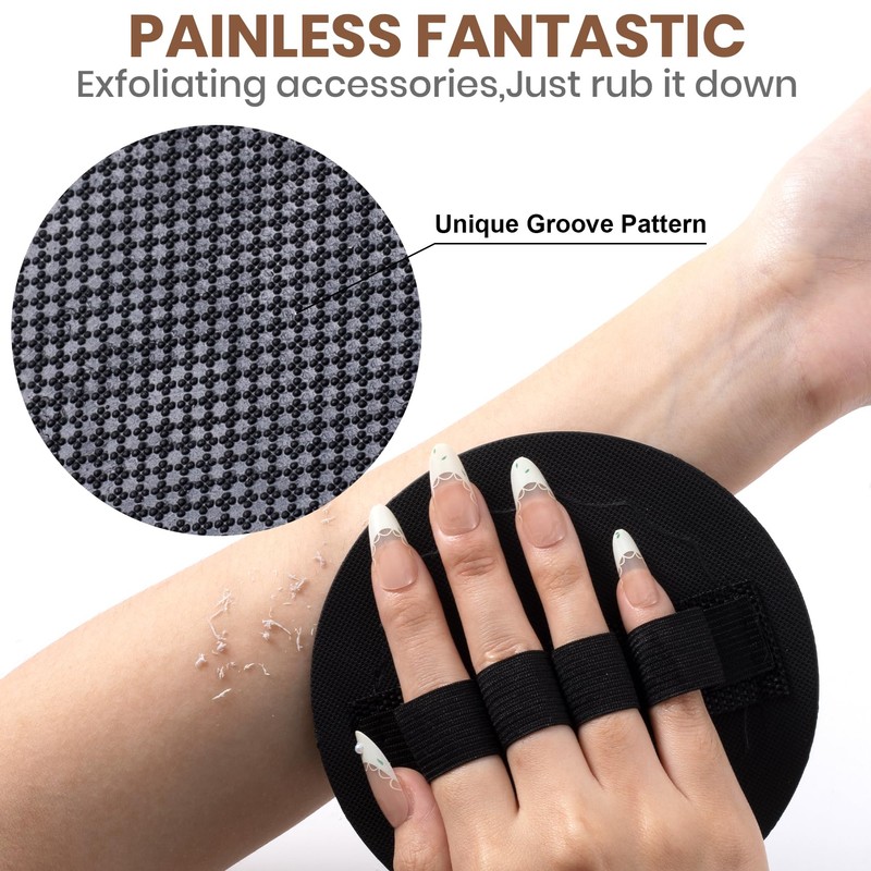 DC,CLISENCE 4 Pcs Round Exfoliating Gloves, Silicone Exfoliating Mitt, Dead