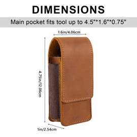 Leather Multitool Sheath Belt Holster Tool Pouch for Leatherman, Leather Pocket Organizer, Multitool Pouch Fits Folding Tool, EDC Multi Tool Sheath, Multi-Purpose Belt Clip (Brown)