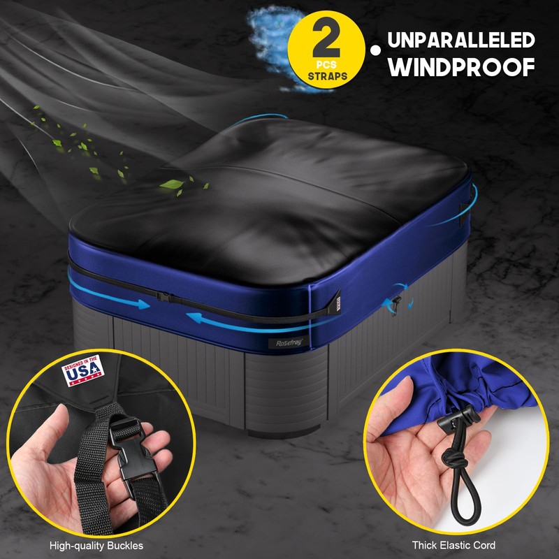 Rosefray Waterproof Square Hot Tub Cover 420D Heavy Duty Outdoor
