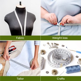 RubiGO Body Tape Measure Dual Sided Measuring Tape For Body Measurements Fabric Tape Measure Sewing Tailors Sewing Tape Measure 60''/150cm (1pk or 2pk) (1)