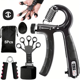 Eentrenador de Mano Fortalecedor de Dedos y Agarre Entrenador de Antebrazo con Contador Ideal Para el Tratamiento la Recuperación y el Entrenamiento de Fuerza de Las Articulaciones de Los Dedos (Juego de 5 piezas)