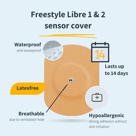 MySweetStitch | Freestyle Libre 1 & 2 Plaster with Ventilation Hole Waterproof, Oval (10 Pieces) | Made in Germany | Outer Ø 70 x 55mm, Inner Ø 6mm | Green