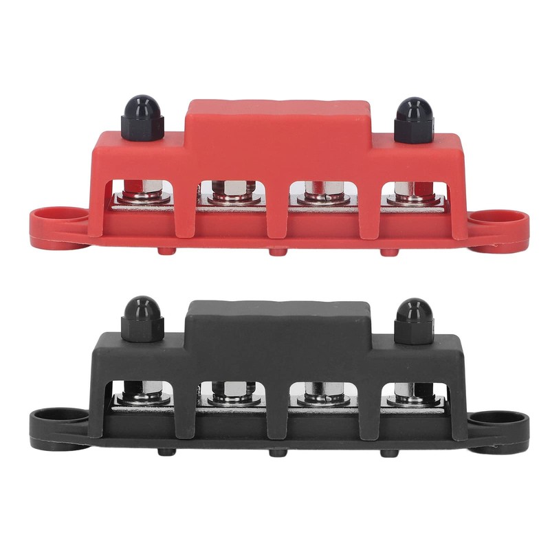Power Distribution Block with Pin, 4 Terminal M8 Brass Board,