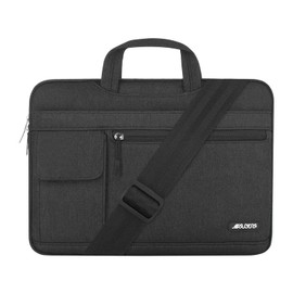 MOSISO Laptop Shoulder Bag Compatible with MacBook Air/Pro,13-13.3 inch, 14 inch Notebook, 2023-2021 A2779 M2 A2442 M1,Polyester Flapover Briefcase Sleeve Case, Black