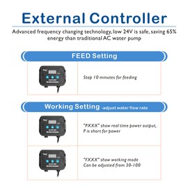 hygger 24V DC Water Pump Quiet Inline/Submersible Saltwater Aquarium Pump with LCD Display Controller 800 GPH Return Pump for Coral Reef Tank Sump