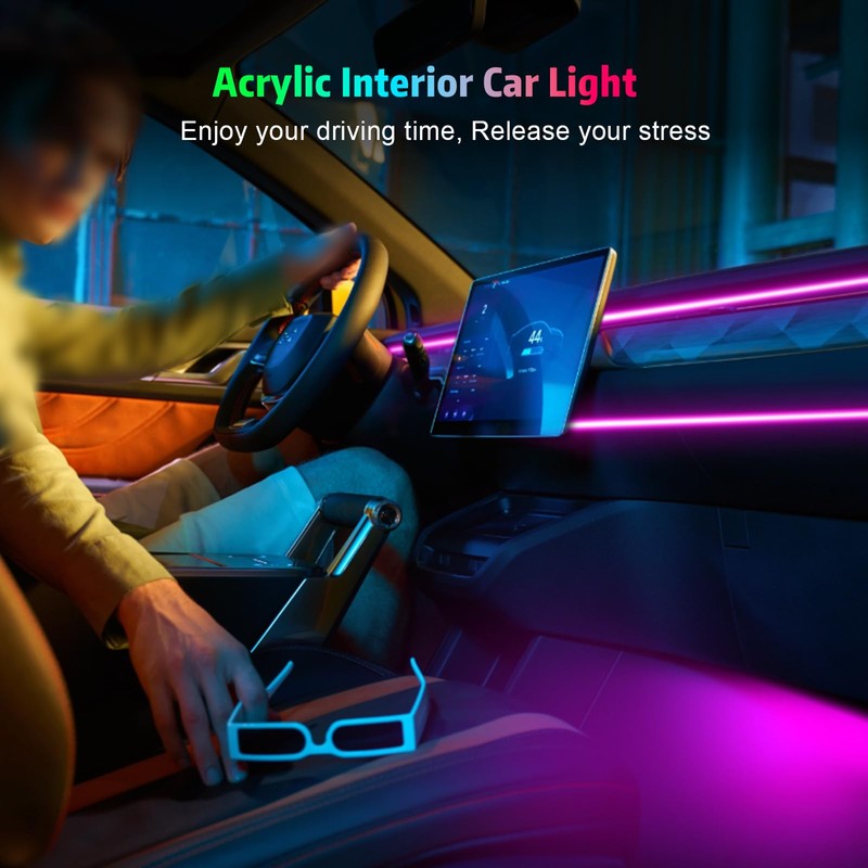 Acrylic Interior Car LED Strip Light, AMKI Car Neon Light