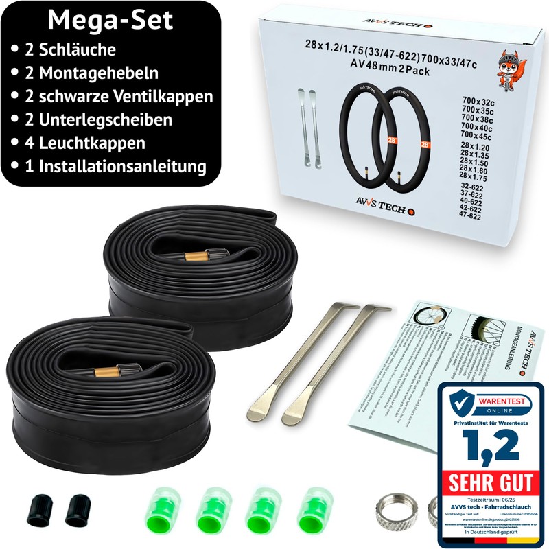 Bicycle Inner Tube 28 Inch Set, Compatible with Continental &