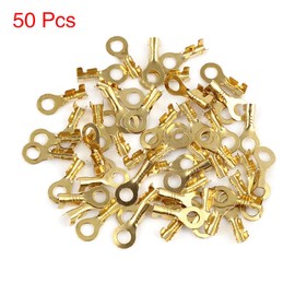 X AUTOHAUX 50pcs M4.2 Electric Wire Crimp Ring Lug Terminal Brass 17 X 7.5mm