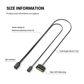 YIMATEECO ARGB Controller Restart Buttons 5V 3-Pin ARGB Controller Integrated Light Mode SATA Power Supply Manual Reset Controller Cable for Case Fans, Light Strips, Lighting Board (Black)