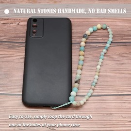 Beaded Phone Charm Cell Phone Lanyard Wrist Strap Handmade Natural Gemstone, Gemstone, Jasper