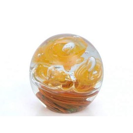 Dream Ball Paperweight Medium Orange Swirl Design