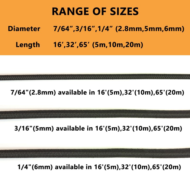LUYADIN 3/16" x 32' Marine Grade Bungee Cord Elastic Shock