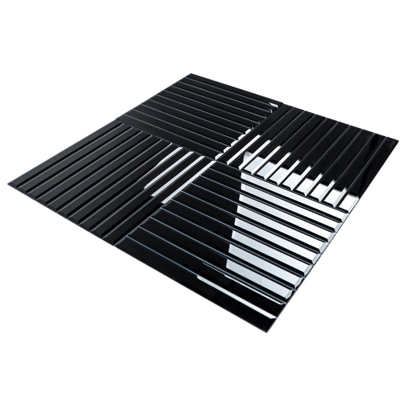 Miscasa Peel and Stick Black Mirror Strip Backsplash Tile, Self