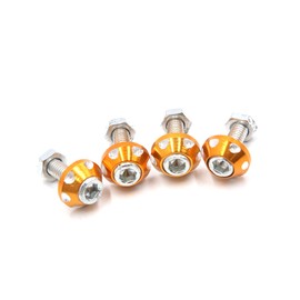 A ABSOPRO Car Motorcycle Decorative License Plate Bolt Screw 6mm Thread Dia Aluminum Alloy Gold Tone (Set of 4)