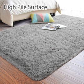 Foxmas Ultra Soft Fluffy Area Rugs for Bedroom Kids Room Plush Shaggy Nursery Rug Furry Throw Carpets for Boys Girls, College Dorm Fuzzy Rugs Living Room Home Decorate Rug, 3ft x 5ft, Black