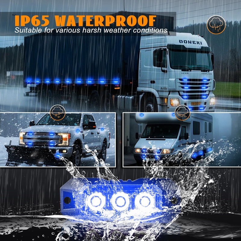 Nrgedzam 4PCS Blue Lights for Firefighters, Blue Emergency Lights, LED
