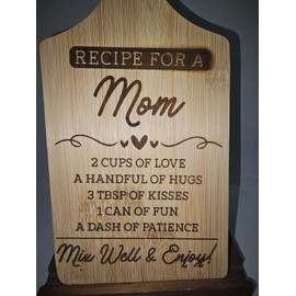 Handmade Wooden Bamboo Handmade Engraved A Recipe for Mom Cutting Board
