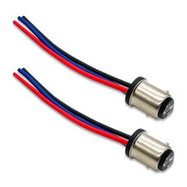 DAMA 1156 1157 BA15S BAY15D S25 Bulb Male Wire Harness Extension Pigtail Connectors for Stop Brake Turn Signal LED Retrofit | Durable Tempered Plastic Male Pigtail 12 ga. 18 AWG | Pack of 2
