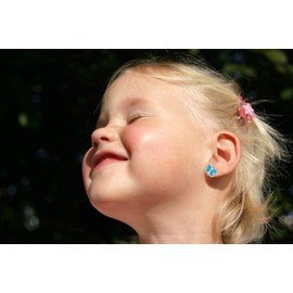 FIVE-D Children's Earrings Small Butterfly 925 Sterling Silver in Jewellery Case, Silver