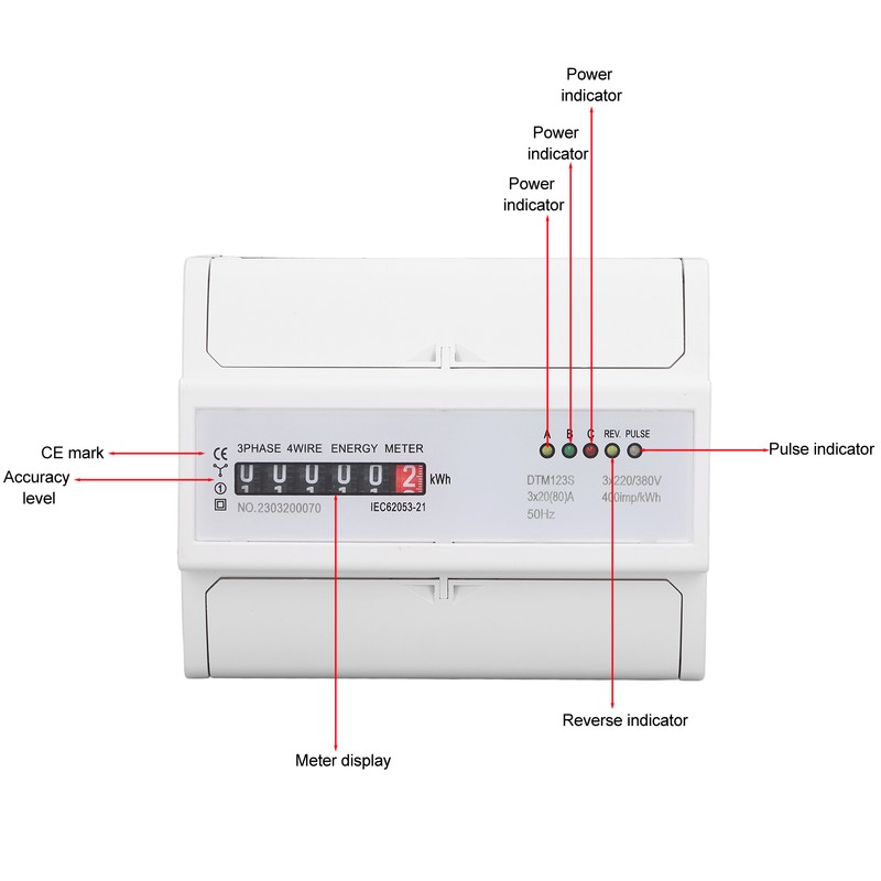 Digital Electric Energy Meter 7P 3 Phase Energy Meter DIN