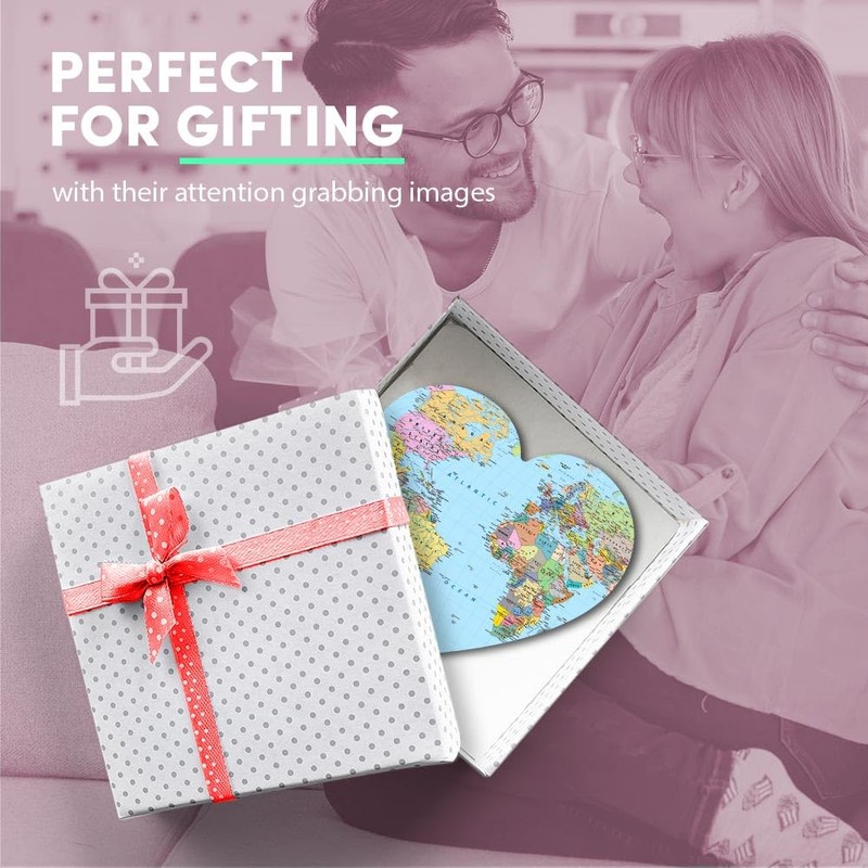 1x Heart MDF Magnet 6cm - World Map Globe Earth