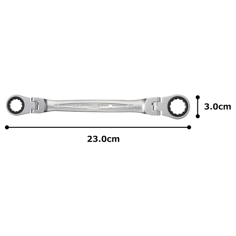 TONE Double Swivel Ratchet Box Wrench HPRMFW-1417 Double-sided width 0.55