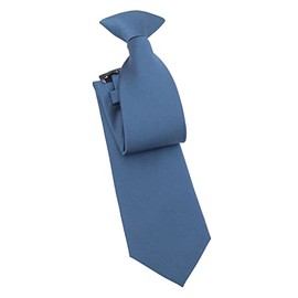 DQT Men's Plain Twill Wedding Formal Clip On Tie - Blue Nights