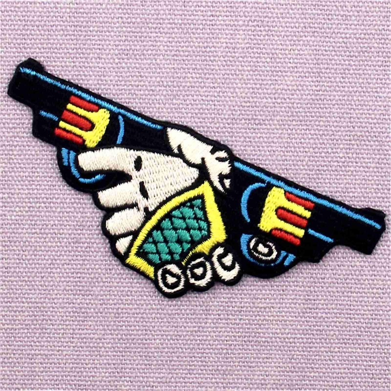 Handshake with Guns Patch Embroidered Applique Badge Iron On Sew