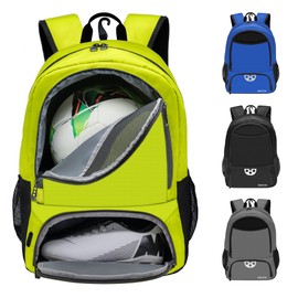 Mkour Soccer Bag, Soccer Backpack for Football Basketball Volleyball, Soccer Bags with Ball Compartment and Ball Holder (Spring Green)