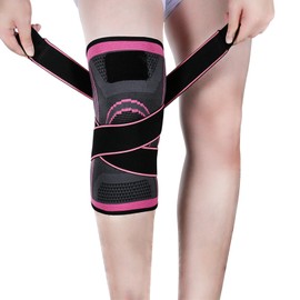 Vitoki Knee Braces for Arthritis, Joint Pain, 1 Piece, Knee Brace for Men and Women, Knee Brace for Meniscus Tear, ACL, Running, Workout, Basketball, Gym, Pink, XXXL