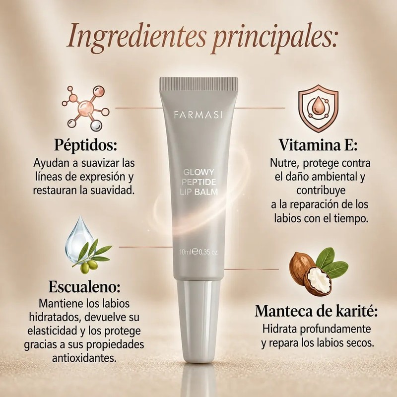 Bálsamo Labial Iluminador Con Péptidos Vainilla 10ml Farmasi