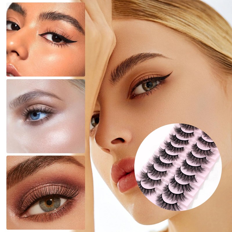 False Eyelash Extensions Lashes Set Cat Eye Curly Lashes 6D