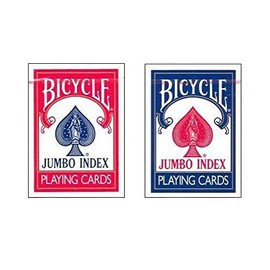 Bicycle 2 Deck Set Poker Size 3.5" x 2.5" Jumbo Index Playing Cards, 1 Red 1 Blue deck