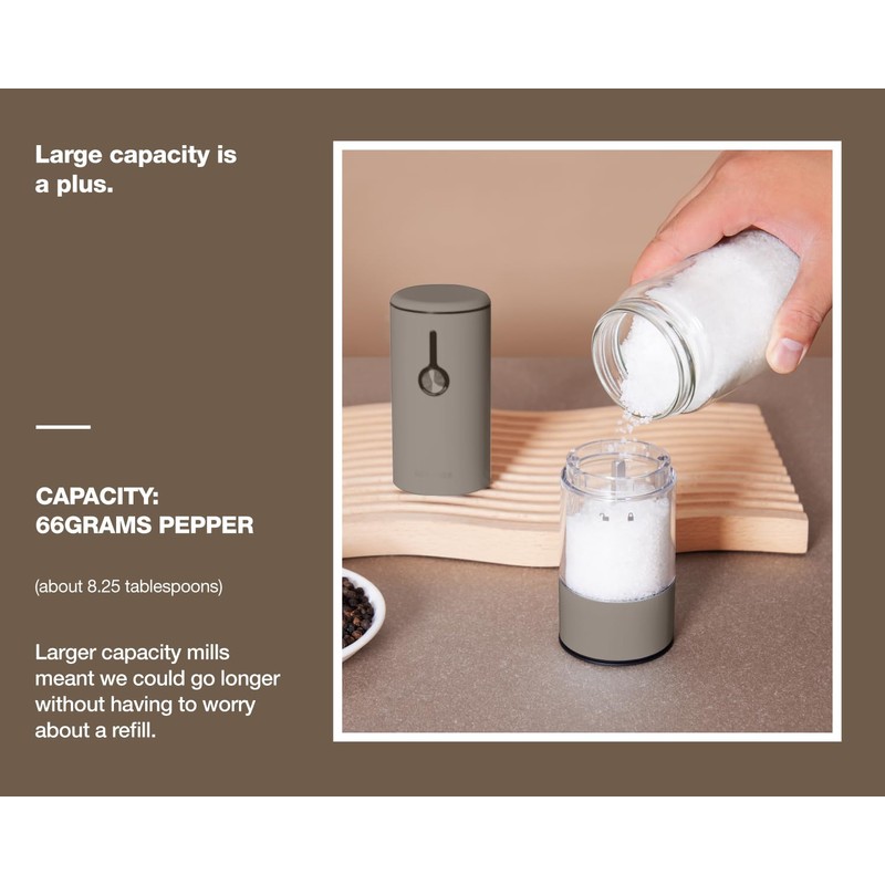 Stainless Steel Rechargeable Electric Salt and Pepper Grinder Set, USB