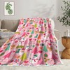 JAWO Pink Christmas Snowman Chunky Fleece Blanket Throw Blanket for