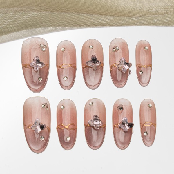 Sun&Beam Nails Handmade Nail Tip, Medium, Long, Oval, Pink, False