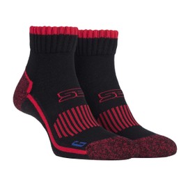 Storm Bloc - Mens Cotton High Ankle Length Hiking Walking Trekking Socks with Reinforced Heel & Toe (6-8.5, Black Red)
